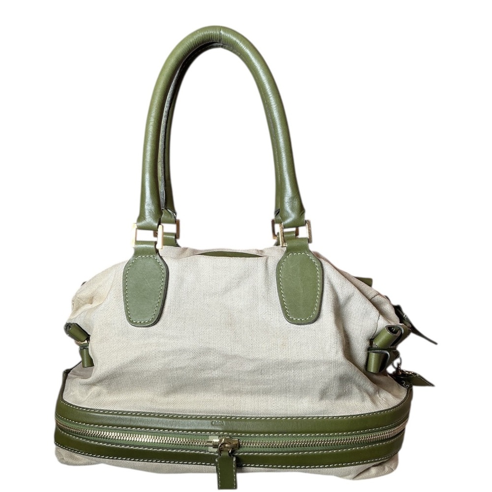 Chloe Andy Expandable Canvas Leather Oversized Shoulder Weekender Utility Bag